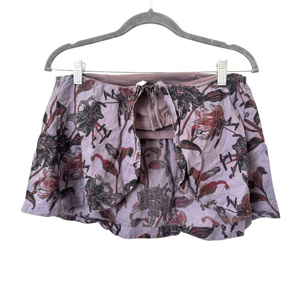 FREE‎ PEOPLE Floral Cropped Sleeveless Linen Top Purple Small - Picture 3 of 4